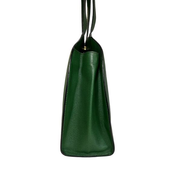 Vintage Celine Bag Green Leather Top Handle Shoulder Tote Made in Italy - Picture 11 of 15